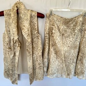 Anne Klein beige silk/rayon blend top and skirt